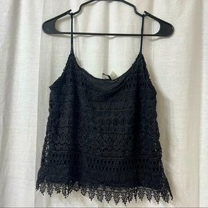 H&M Divided Black Lace Cami Tank Sz M